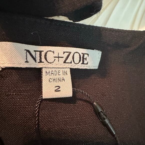 Nic + Zoe A-line Linen Blend Knee Length Skirt Black Onyx Size US 2 - Picture 3 of 8